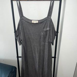 Cloth and Stone Grey Off the Shoulder Midi Dress